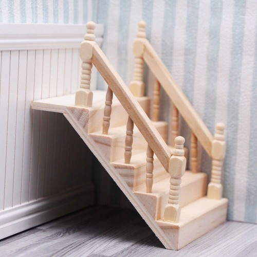 1:12 Scale Dolls House Miniatures Uncolored Stairs Armrest Furniture Accessories - Picture 3 of 11
