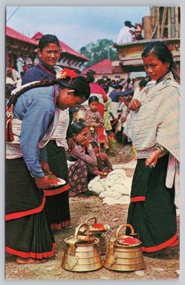 Kathmandu Valley Nepal Women Preparing For Worship Postcard