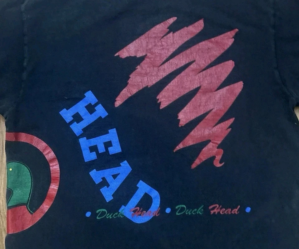 Vintage Duck Head T Shirt Mens Large Graphic AOP Wrap 90s Single Stitch USA  - Image 4 of 4