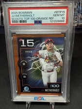 2025 Bowman Chrome Top 100 Prospects JJ Wetherholt Orange /25 PSA 10 Gem Mint