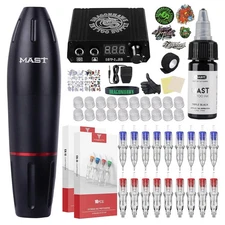 Dragonhawk Tattoo Machine Kit Rotary Pen Gun Kit, Black