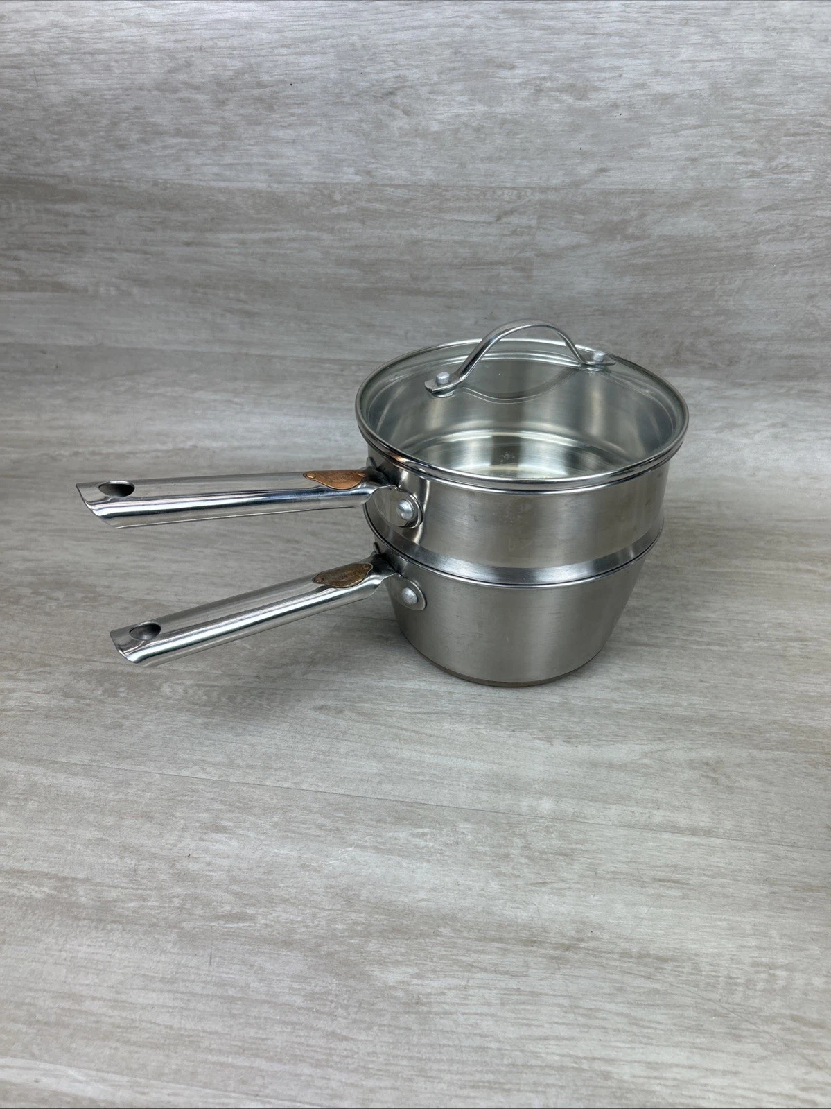 Vintage Revere Ware Stainless Steel & Copper Tag Steamer Basket & 2 Quart Pot
