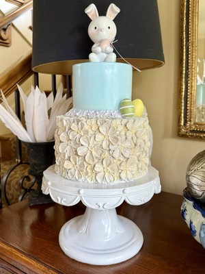 Baby Shower Party Decor Resin Pastel Easter Bunny Pedestal Cake Centerpiece 20 