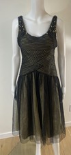 BCBG Maxazria Dress NWT Metallic Gold/Black Sequin Straps Size 8