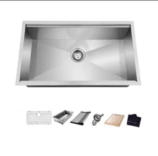 Glacier Bay Zero Radius 27 in Undermount 18G Stainless Steel Workstation Sink