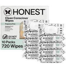 The Honest Company Clean Conscious Multi-Use Wipes Unscented Hypoallergenic Baby