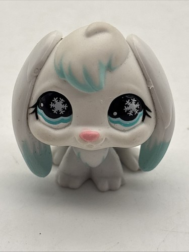 Rare 2006 Bunny RABBIT #685 Littlest Pet Shop Hasbro LPS. White & Blue Snowflake - 第 1/7 張圖片