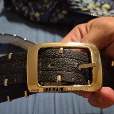 Steve Madden Women's Black Studded Skinny Belt w/ Gold Logo Buckle Size M