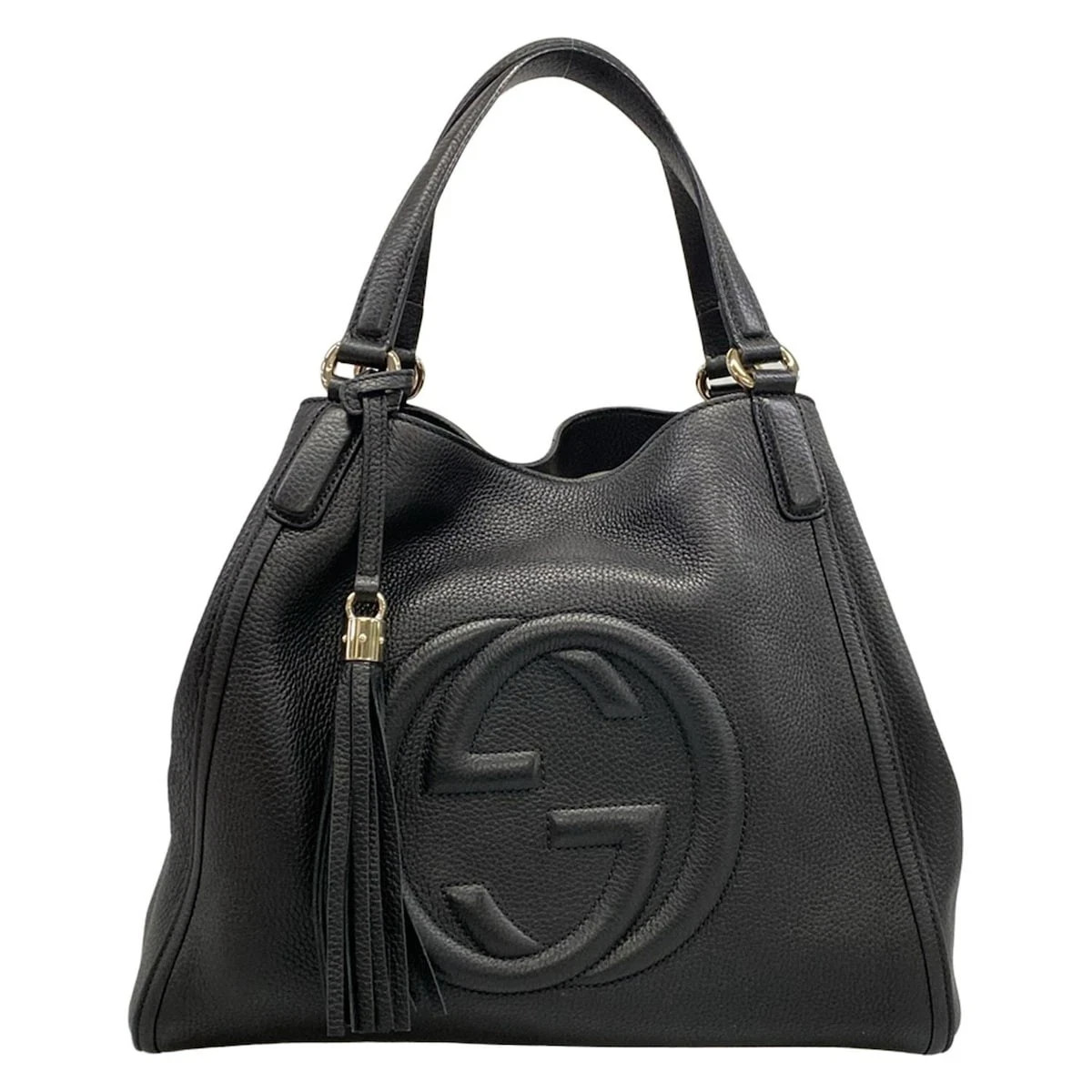 Gucci SOHO Tote Hand Shoulder Bag Leather Black 282309 Authentic