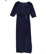 Alex Evenings Womens Embellished Empire Waist Gown Dress, Blue, Plus Size, 14W