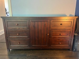 Pottery Barn 63" x 19" x 33" bedroom dresser solid walnut wood pickup on LI