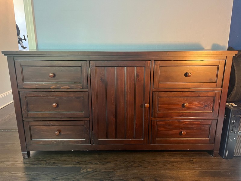 Pottery Barn 63" x 19" x 33" bedroom dresser solid walnut wood pickup on LI