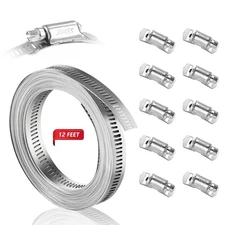 304 Stainless Steel Hose Clamp Assortment Kit DIY, Cut-To-Fit 12 FT Metal