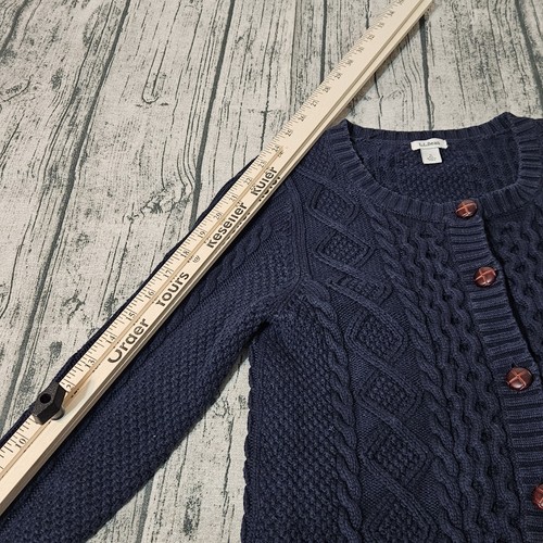 L.L. Bean Girls' Blue Cable Knit Button Cardigan Sweater S Small Long Sleeve Kid - Picture 6 of 6