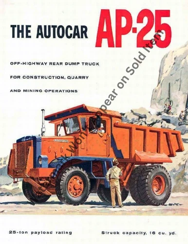 Autocar AP-25 Dump Truck Sales Brochure Photograph Print 8.5x11"