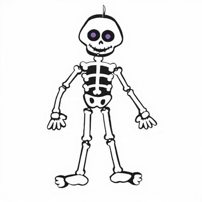 Jointed Felt Cut Out Halloween Skeleton Skull Figure Wall Hanging Decor 22''X10''