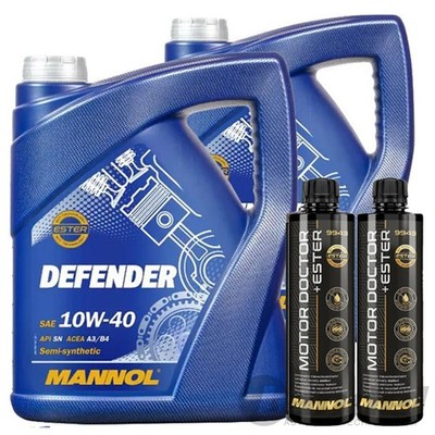 2x5L MANNOL DEFENDER MOTORÖL SAE 10W40+2x500ML DOCTOR+ESTER ADDITIVE