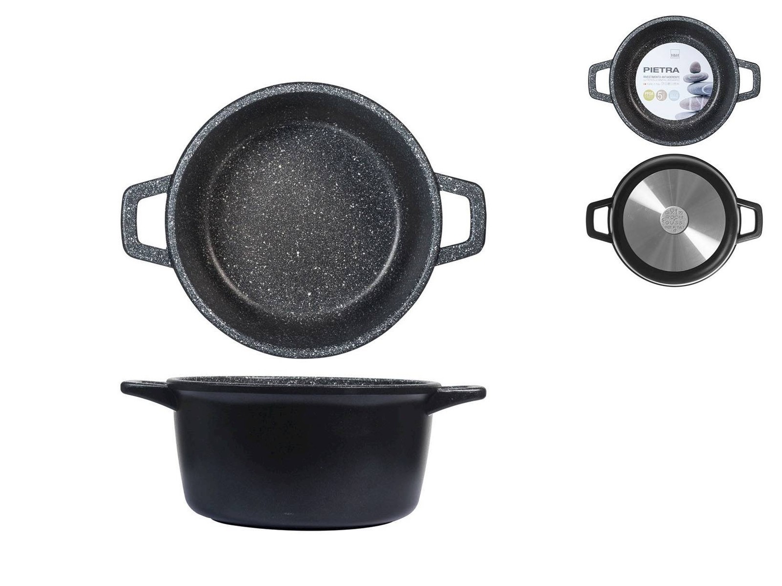 Casserole H&h High Non-Stick Stone 2 Handles CMS 20