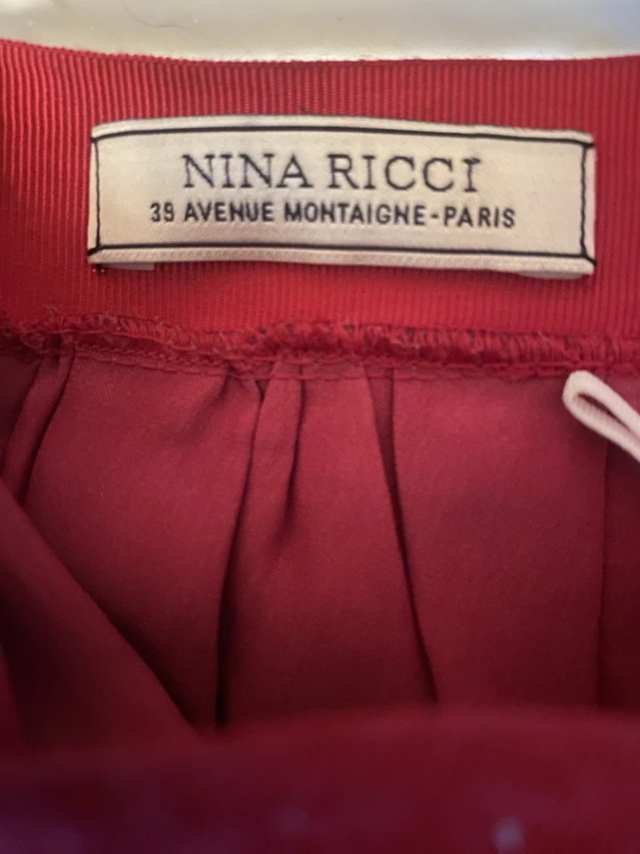 NINA RICCI Full Skirt Dark Pink 36(Approx XS) Slit Pockets Silk Blend - Image 4 of 4