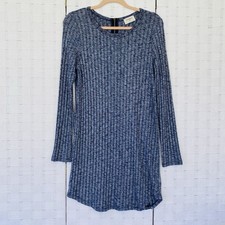 Everly Sweater Dress Back Zip Long Sleeve Medium Blue Ribbed Knit Teacher Office