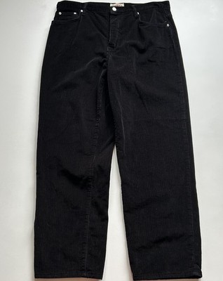 Stussy Corduroy Big Ol Jeans Black Size 34 Baggy Relaxed Fit Rare Streetwear