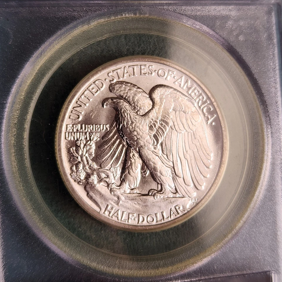 Medio dólar Walking Liberty 1943 graduación profesional MS65 OGH Foto 4 de 4
