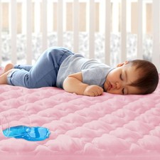 Mini Crib Mattress Protector Sheets Fitted Waterproof 38 X 24 Inch, Pink