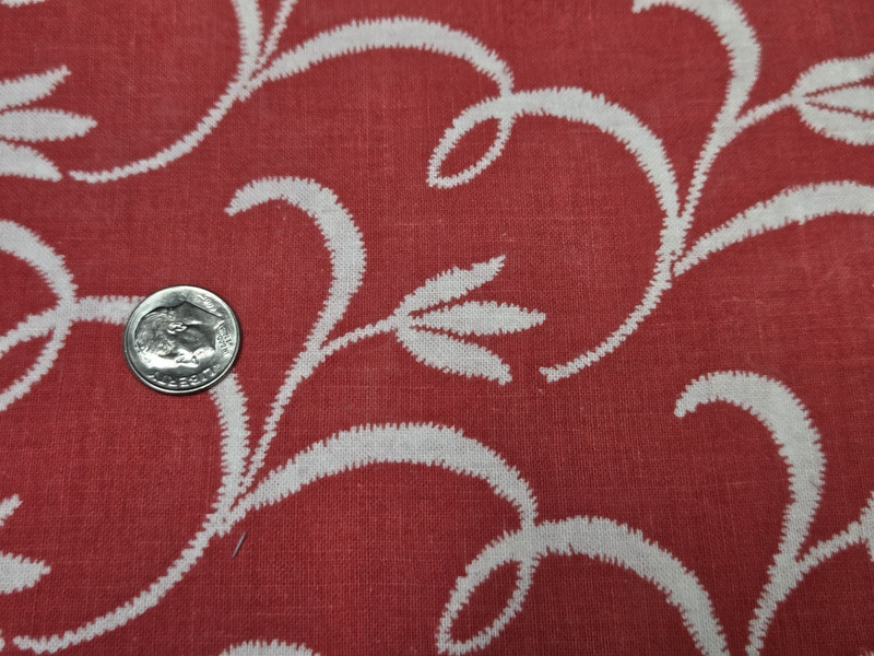 BEST Vintage Feedsack Flour Sack Fabric Tulips Swirls RED 1940s Remnant Quilt