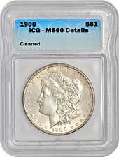 1900 Morgan Silver Dollar S$1 ICG MS60 Details Cleaned