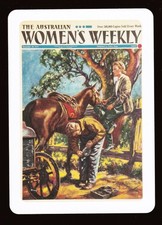 1 WIDE SWAP PLAYING CARD AUSTRALIAN WOMEN'S WEEKLY LADY HORSE ~ BLACKSMITH HERO