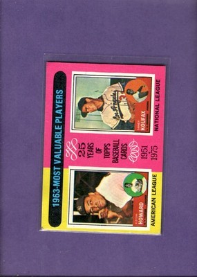 1975 Topps #201 Elston Howard/Sandy Koufax EX Excellent 1963 MVP's ID:79480