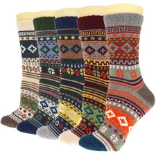 5Pairs Men Wool Socks Thick Thermal Hiking Winter Warm Boot Heavy Soft Cozy