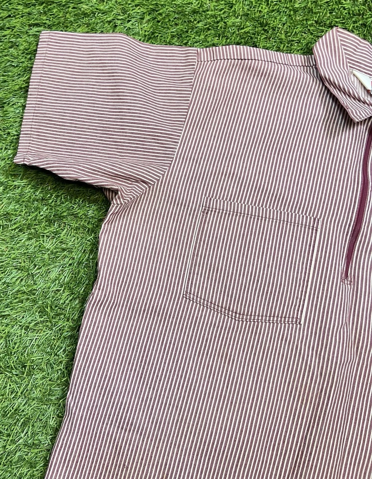 Camisa de trabajo vintage Ben Davis nogal americano a rayas rojas manga corta para hombre XL EE. UU. Foto 4 de 4