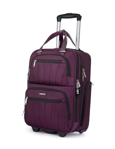 16-inch Wine Red Softside Underseat Rolling Carry-On Luggage with Wheels-image