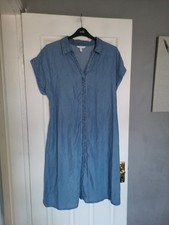 H&M Mama Size Medium 12-14 Blue Denim Maternity Dress Free Postage 