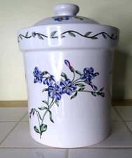 International China LARGE Stoneware Hand Painted Canister  (Portmeririon Style)