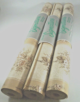 Lot 3 Roll Norwall Signature Wallpaper Wall Covering Floral Vinyl Coated 57 SqFt