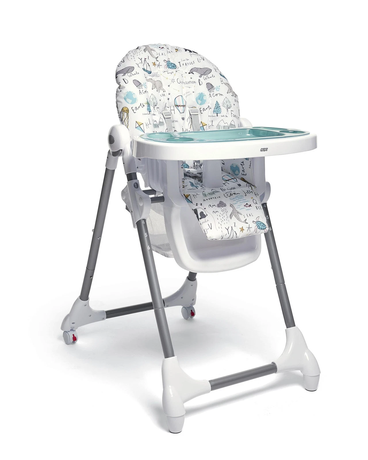 Mamas & Papas Snax Adjustable Highchair, Reclines, Foldable with Removable Tray,