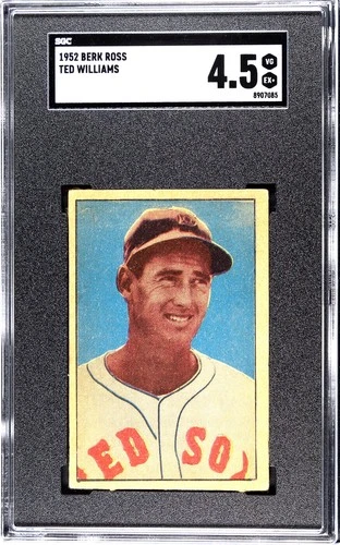 1952 Berk Ross Ted Williams Boston Red Sox MLB Baseball Card (SGC 4.5 VG EX+)