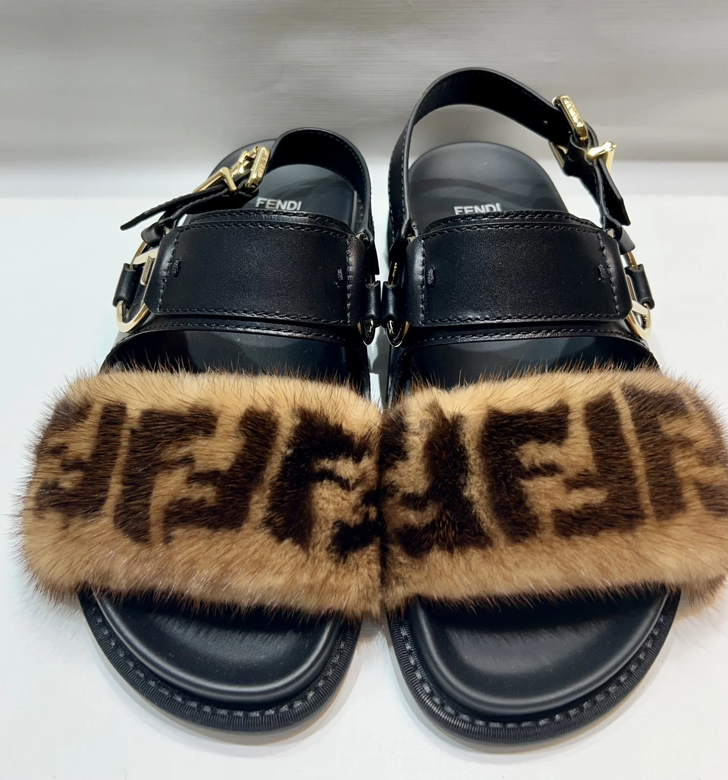 Fendi — Fendi Mink Fur Sandals Size 39