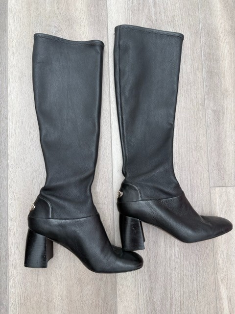 GUC Tory Burch Sidney 70MM Boots Stretch Nappa Leather Black Womens Sz 7B $550 thumbnail 6