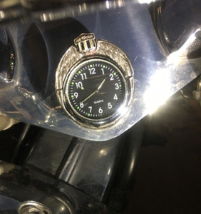 Winged Stars and Stripes shield Stem mounted white brass clock.