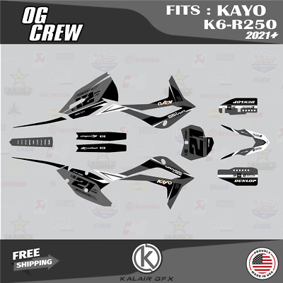 Graphics Kit for KAYO K6-R 250 Dirt Bike (2021+) Og-crew Series - Smoke