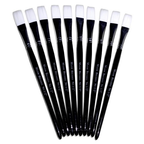 Major Brushes White Flat Synthetic Sable Brushes - Packs of 10 - Picture 4 of 12