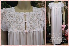 SHADOWLINE Pink Negligee Night Gown, Lace, Satin Ribbon, Feminine, NOS, Vintage