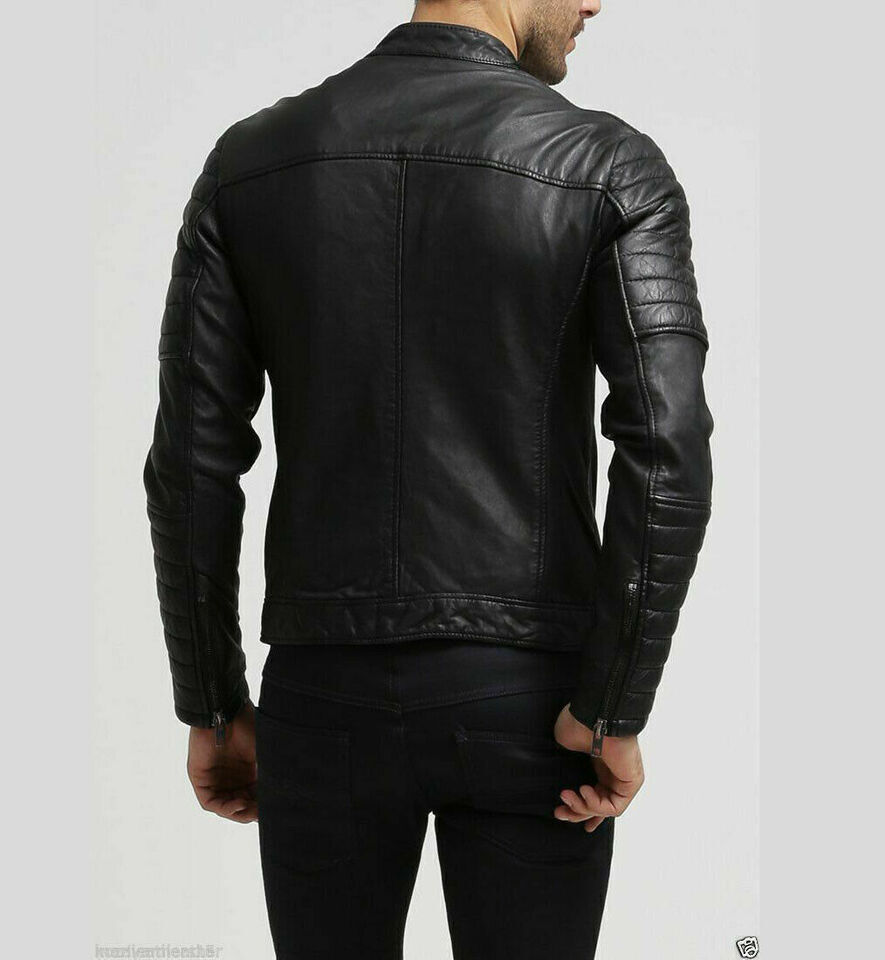 Party Biker Men's Leather Genuine Lambskin Black Stylish Handmade Jacket Casual - second product detail image