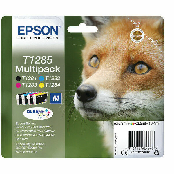 Epson Ink Fox multipack T1285 12854012 4 Ink Cartridges