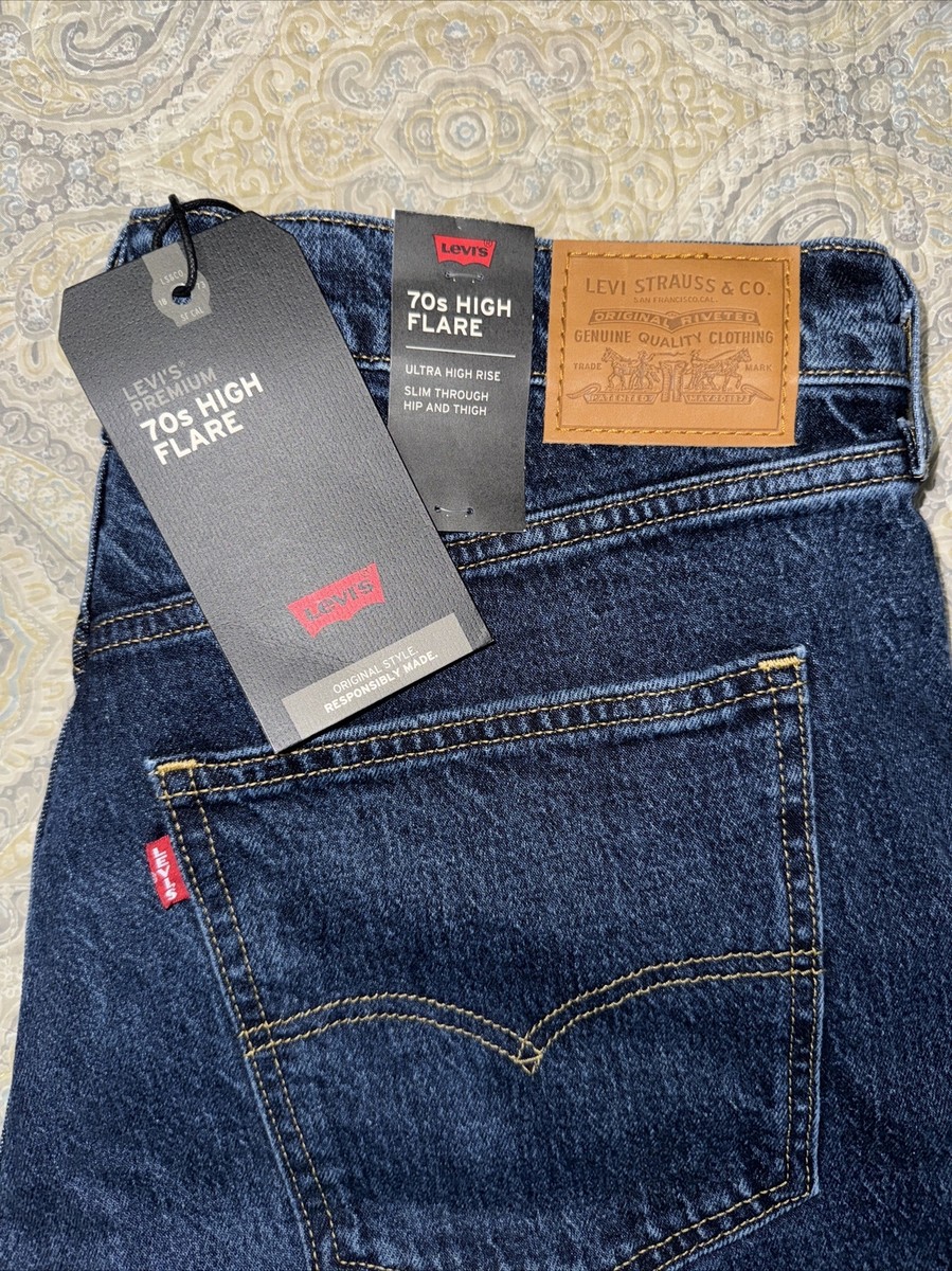 LEVI'S PREMIUM BIG E 70s High Flare Big Swell Blue Stretch jeans