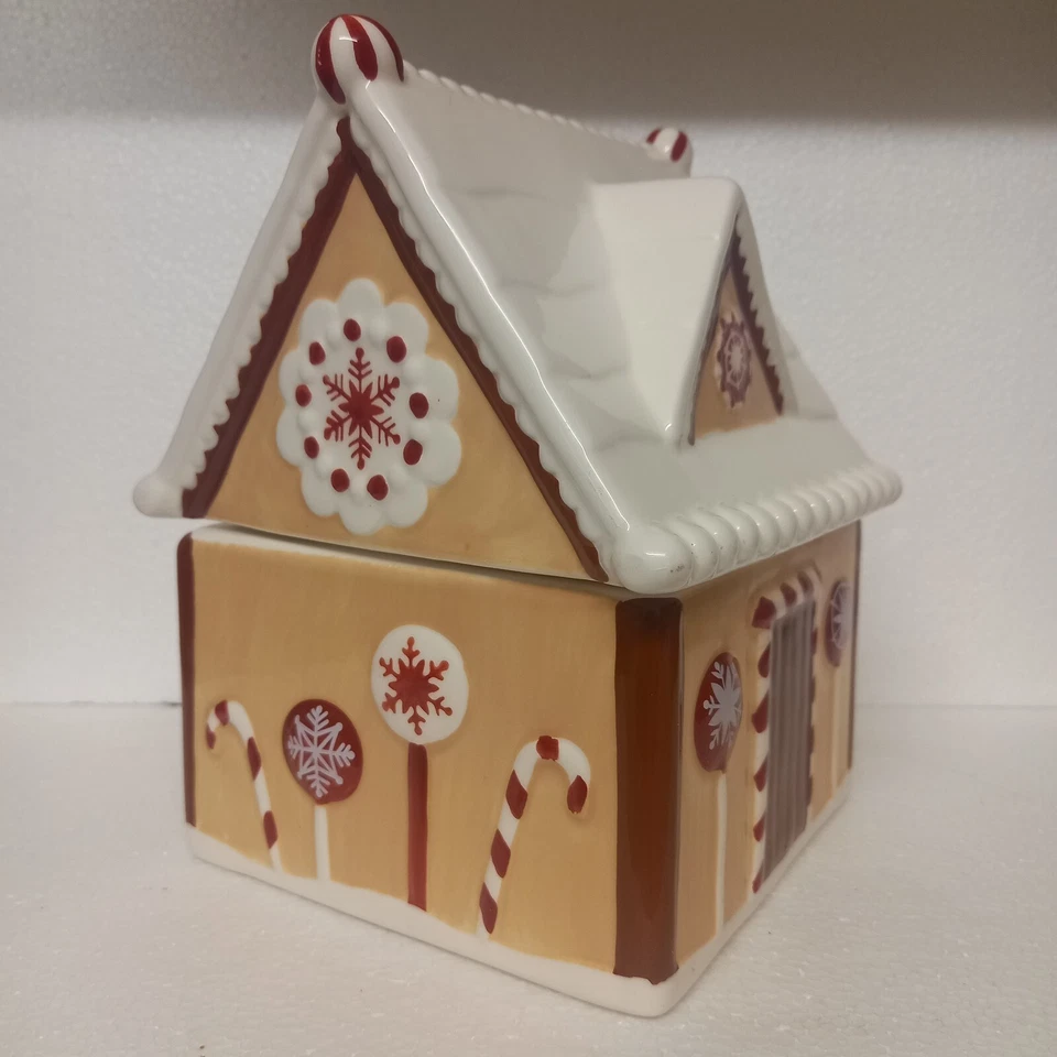 M&S Cookie Jar Biscuit Barrel Ceramic Gingerbread House Marks & Spencer VGC - Image 2 of 4