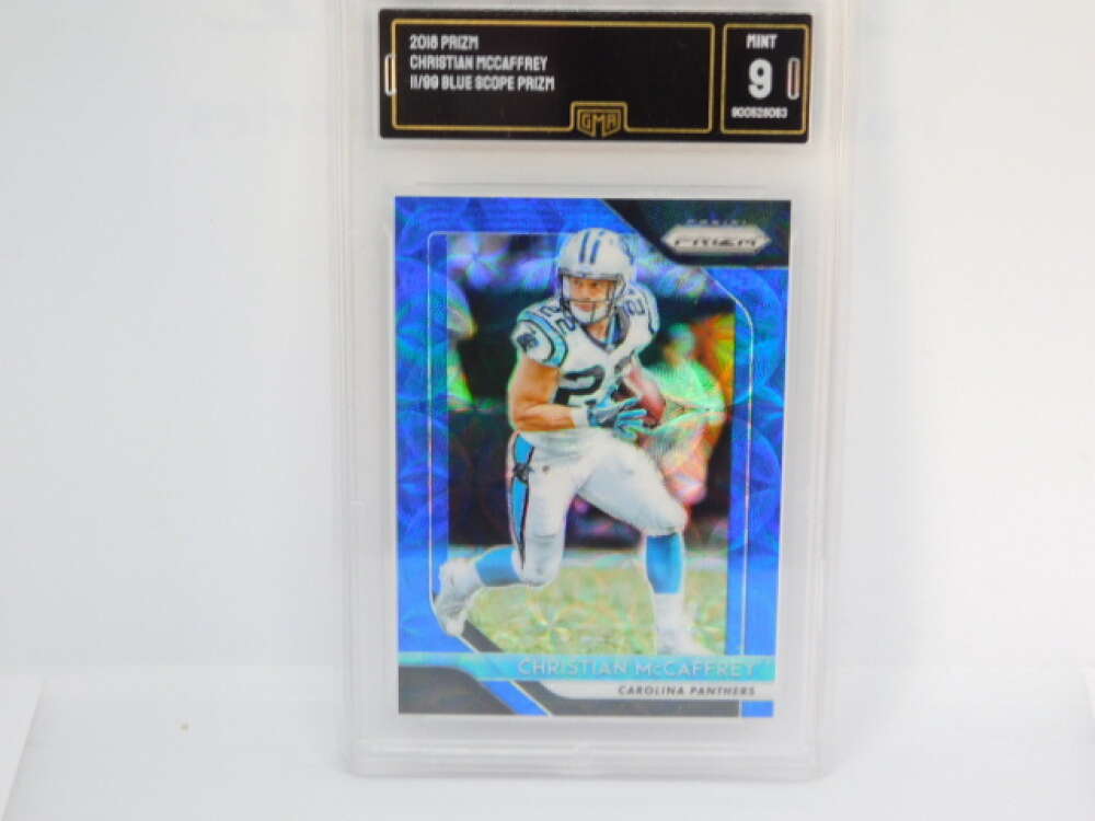 2018 Panini Prizm Blue Scope Prizm 11/99 #172 Christian McCaffrey Carolina Panth